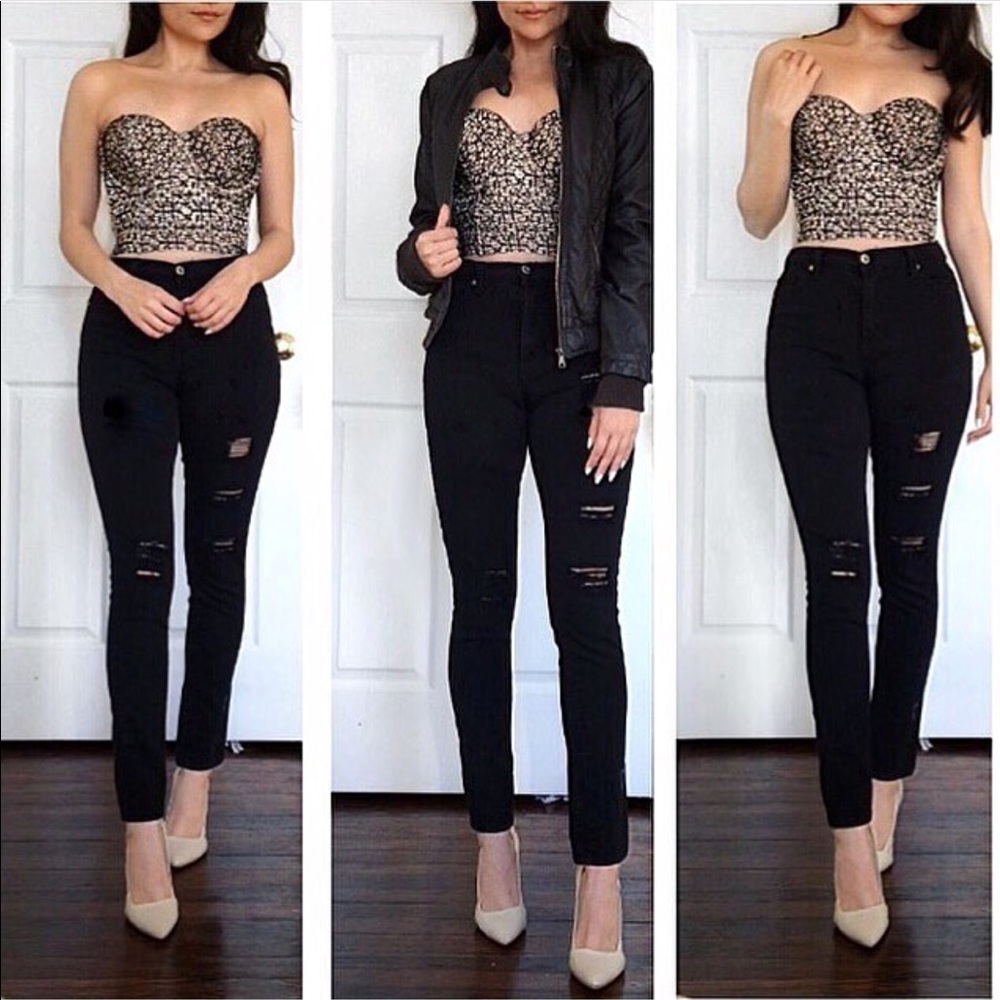 Black and nude bustier